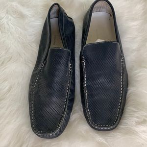 Navy leather loafers